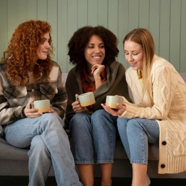 Women chatting over a hot drink