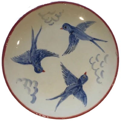 Painted plate, three birds