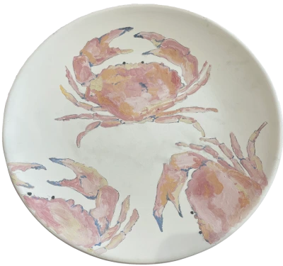 Plate painted with crabs