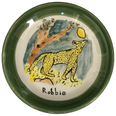 Leopard painted plate