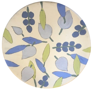 Painted plate, pastel leaves