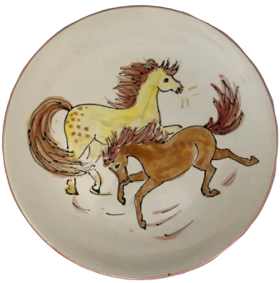 Two horse painted on plate